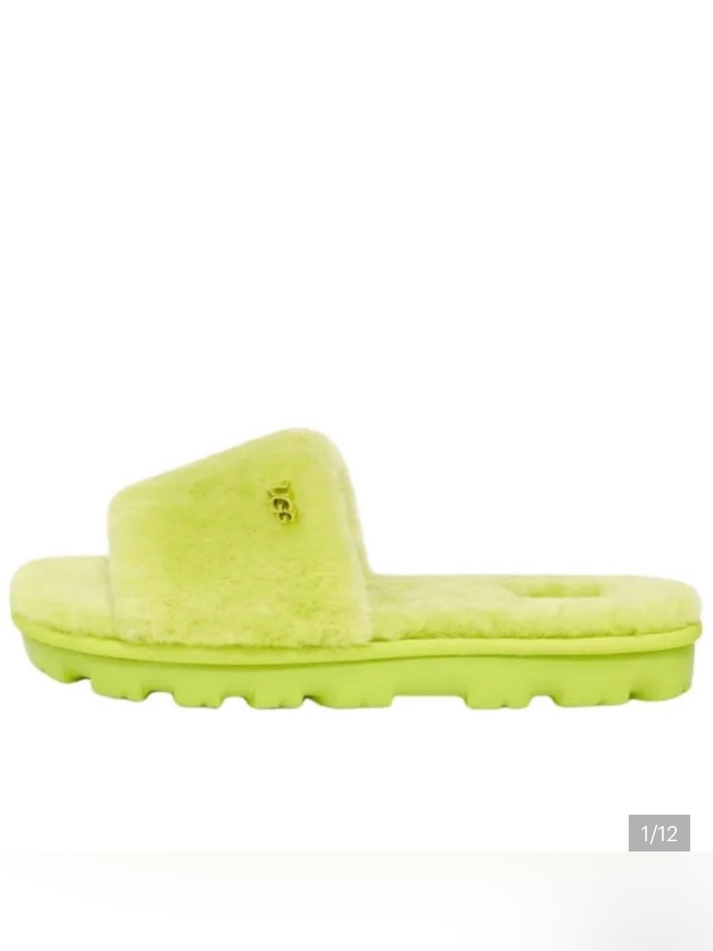UGG Cozette Neon Yellow Fuzzy Slide Sandal - Shearling